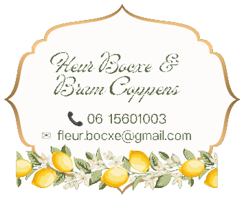Contactkaart: Fleur Bocxe en Bram Coppens, telefoon 06-15601003, e-mail fleur.bocxe@gmail.com